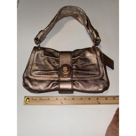 Coach Madeline Metallic Rose Vintage Coach Shoulder Purse 6X10 - Picture 14 of 16